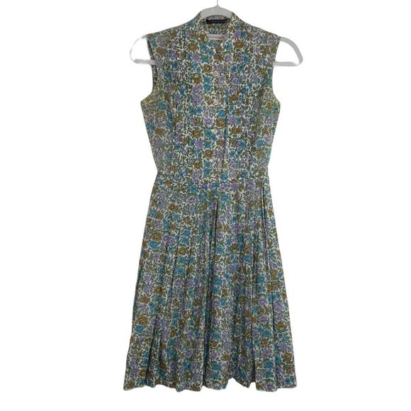 Vintage Dresses & Skirts - Vintage 60’s Hayette New York Dayton’s Oval Room Floral Sleeveless Cotton Dress